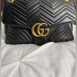 Gucci Calfskin Matelasse Large GG Marmont Shoulder Bag